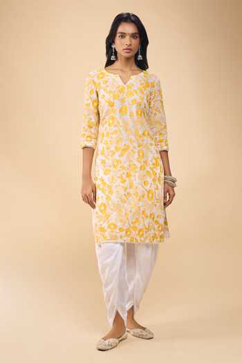 Samyukta Singhania Floret Embroidered Chanderi Kurta Set