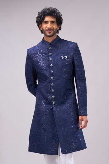 Arihant Rai Sinha Navy Blue Sherwani & Pant Set 