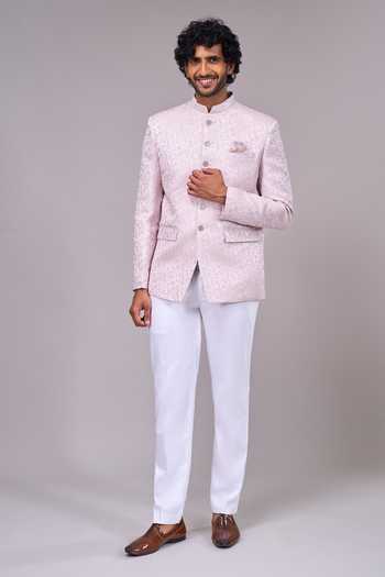 Buy Arihant Rai Sinha Pink Satin Woven Bandhgala Buy_Arihant Rai Sinha_Pink Satin Woven Bandhgala