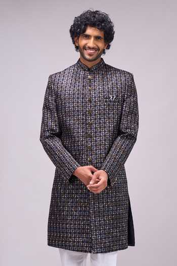 Arihant Rai Sinha Geometric Pattern Sherwani & Pant Set 