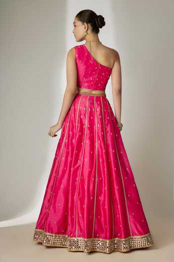Essay By Sumedha Agrawal Hand Embroidered Silk Chanderi Lehenga Set 