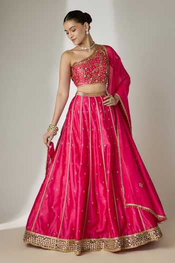 Essay By Sumedha Agrawal Pink Silk, Chanderi, Organza, Viscose One Hand Embroidered Lehenga Set Online at Aza Fashions Essay By Sumedha Agrawal_Pink Silk, Chanderi, Organza, Viscose One Hand Embroidered Lehenga Set _Online_at_Aza_Fashions