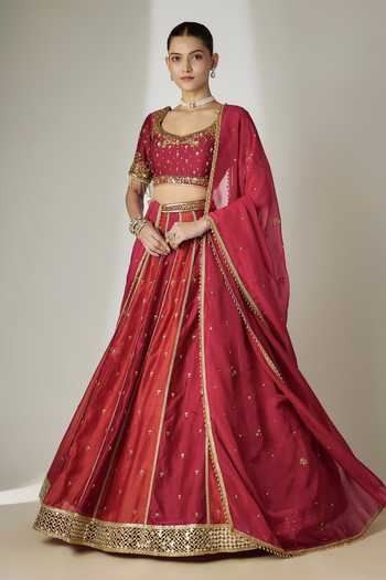 Essay By Sumedha Agrawal Silk Chanderi Embroidered Lehenga Set 