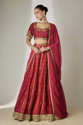 Essay By Sumedha Agrawal Silk Chanderi Embroidered Lehenga Set 