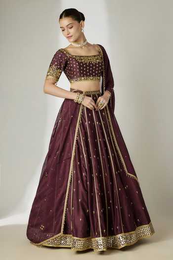 Buy Essay By Sumedha Agrawal Wine Silk, Chanderi, Organza, Viscose Square Neck Lehenga Set Online at Aza Fashions Buy_Essay By Sumedha Agrawal_Wine Silk, Chanderi, Organza, Viscose Square Neck Lehenga Set _Online_at_Aza_Fashions