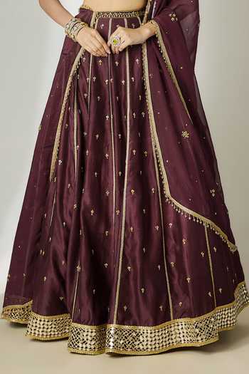Shop Essay By Sumedha Agrawal Wine Silk, Chanderi, Organza, Viscose Square Neck Lehenga Set Online at Aza Fashions Shop_Essay By Sumedha Agrawal_Wine Silk, Chanderi, Organza, Viscose Square Neck Lehenga Set _Online_at_Aza_Fashions