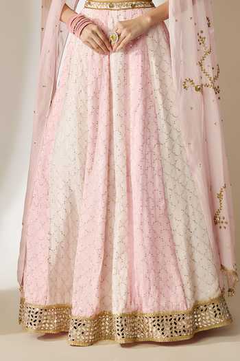 Essay By Sumedha Agrawal Pink Viscose, Organza Round Neck Hand Embroidered Blouse And Lehenga Set Online at Aza Fashions Essay By Sumedha Agrawal_Pink Viscose, Organza Round Neck Hand Embroidered Blouse And Lehenga Set _Online_at_Aza_Fashions