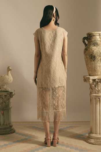 Shimona Sheer Desert Fringe Dress 