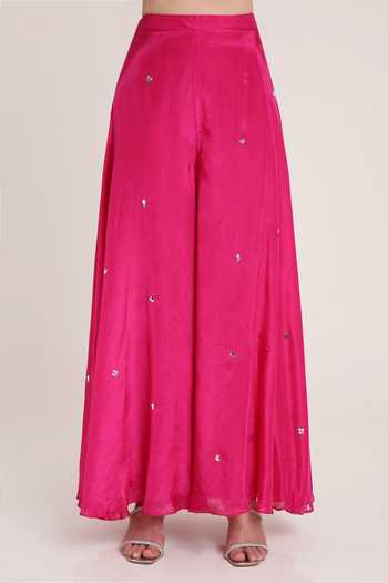 Shop KEITH GOMES Pink Organza Sequins V-neck Glass Tunic And Palazzo Set Online at Aza Fashions Shop_KEITH GOMES_Pink Organza Sequins V-neck Glass Tunic And Palazzo Set _Online_at_Aza_Fashions