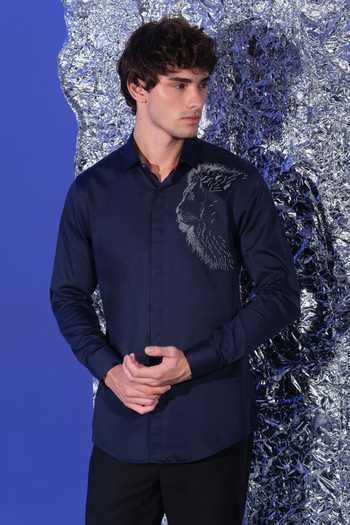 Sanjana Reddy Designs Lion Face Embroidered Shirt 