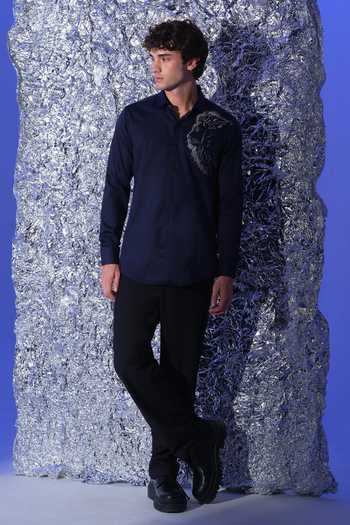 Sanjana Reddy Designs Lion Face Embroidered Shirt 