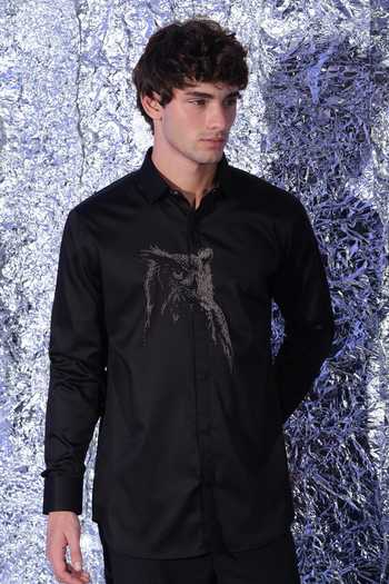 Sanjana Reddy Designs Owl Placement Embroidered Shirt 