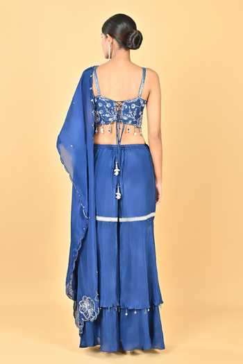 KEITH GOMES Glass Silk Organza Tunic Set with Gharara 