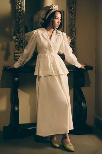 Shimona Cloud White Poet Shirt & Skirt Set 