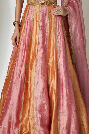Shop Essay By Sumedha Agrawal Pink Silk, Tissue, Viscose, Cotton, Shantoon Hand Embroidered Lehenga Set Online at Aza Fashions Shop_Essay By Sumedha Agrawal_Pink Silk, Tissue, Viscose, Cotton, Shantoon Hand Embroidered Lehenga Set _Online_at_Aza_Fashions
