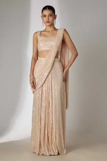 Essay By Sumedha Agrawal Hand Embroidered Pre-Draped Saree With Blouse 