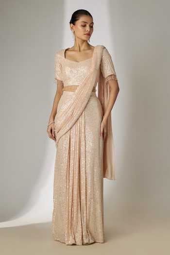Essay By Sumedha Agrawal Sequin Embellished Pre-Draped Saree With Blouse 