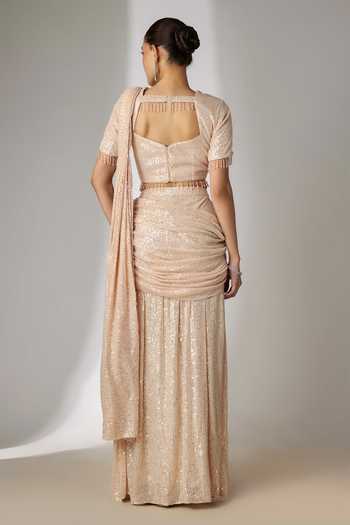 Essay By Sumedha Agrawal Sequin Embellished Pre-Draped Saree With Blouse 