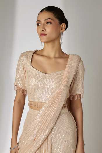 Buy Essay By Sumedha Agrawal Ivory Net Sweetheart Neck Sequin Embellished Pre-draped Saree With Blouse Online at Aza Fashions Buy_Essay By Sumedha Agrawal_Ivory Net Sweetheart Neck Sequin Embellished Pre-draped Saree With Blouse _Online_at_Aza_Fashions