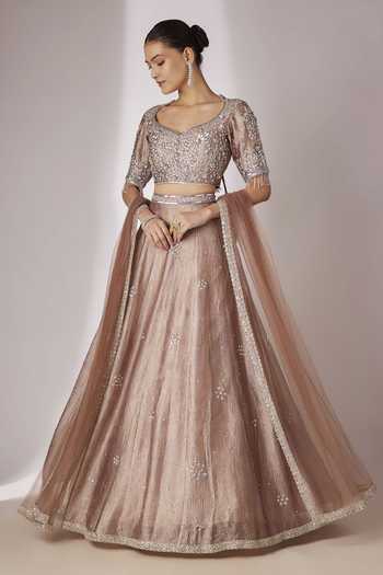 Essay By Sumedha Agrawal Grey Silk, Tissue, Net Leaf Neck Hand Embroidered Lehenga Set Online at Aza Fashions Essay By Sumedha Agrawal_Grey Silk, Tissue, Net Leaf Neck Hand Embroidered Lehenga Set _Online_at_Aza_Fashions