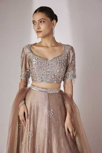 Buy Essay By Sumedha Agrawal Grey Silk, Tissue, Net Leaf Neck Hand Embroidered Lehenga Set Online at Aza Fashions Buy_Essay By Sumedha Agrawal_Grey Silk, Tissue, Net Leaf Neck Hand Embroidered Lehenga Set _Online_at_Aza_Fashions