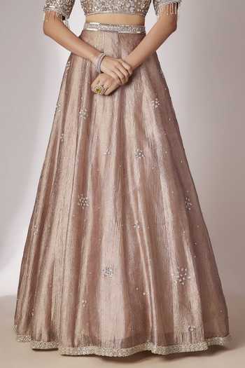 Shop Essay By Sumedha Agrawal Grey Silk, Tissue, Net Leaf Neck Hand Embroidered Lehenga Set Online at Aza Fashions Shop_Essay By Sumedha Agrawal_Grey Silk, Tissue, Net Leaf Neck Hand Embroidered Lehenga Set _Online_at_Aza_Fashions