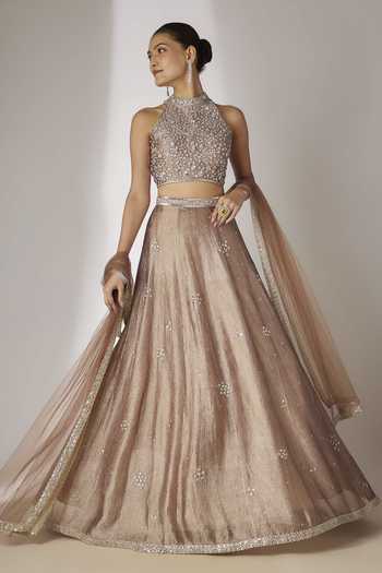 Essay By Sumedha Agrawal Grey Silk, Tissue, Net Halter Neck Embroidered Lehenga Set Online at Aza Fashions Essay By Sumedha Agrawal_Grey Silk, Tissue, Net Halter Neck Embroidered Lehenga Set _Online_at_Aza_Fashions