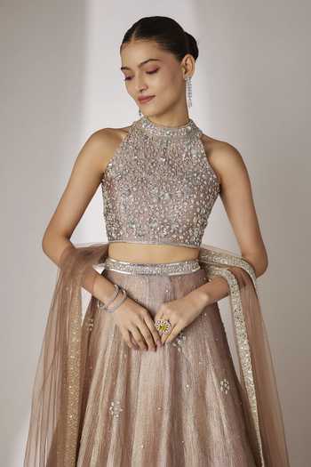 Buy Essay By Sumedha Agrawal Grey Silk, Tissue, Net Halter Neck Embroidered Lehenga Set Online at Aza Fashions Buy_Essay By Sumedha Agrawal_Grey Silk, Tissue, Net Halter Neck Embroidered Lehenga Set _Online_at_Aza_Fashions
