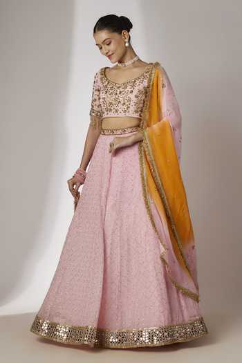 Buy Essay By Sumedha Agrawal Pink Organza, Viscose Round Neck Hand Embroidered Lehenga Set Online at Aza Fashions Buy_Essay By Sumedha Agrawal_Pink Organza, Viscose Round Neck Hand Embroidered Lehenga Set _Online_at_Aza_Fashions