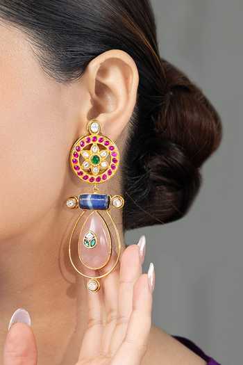 Joules by Radhika Multi Color Naika Embellished Earrings Online at Aza Fashions Joules by Radhika_Multi Color Naika Embellished Earrings _Online_at_Aza_Fashions