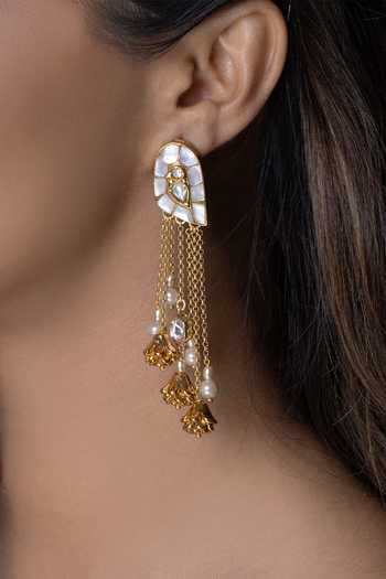 Joules by Radhika_Gold Plated Meher Chain Tassel Earrings _Online_at_Aza_Fashions