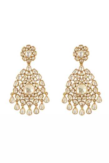Shop Joules by Radhika Gold Plated Himadri Embellished Earrings at Aza Fashions Shop_Joules by Radhika_Gold Plated Himadri Embellished Earrings _at_Aza_Fashions