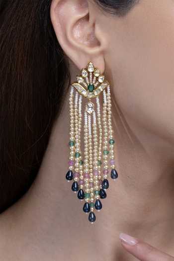 Joules by Radhika Gold Plated Zarna Embellished Tassel Earrings Online at Aza Fashions Joules by Radhika_Gold Plated Zarna Embellished Tassel Earrings _Online_at_Aza_Fashions