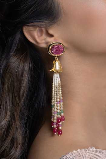 Joules by Radhika Multi Color Anaya Long Tassel Earrings Online at Aza Fashions Joules by Radhika_Multi Color Anaya Long Tassel Earrings _Online_at_Aza_Fashions