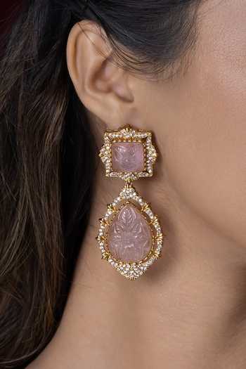 Joules by Radhika Pink Ipshita Embellished Earrings Online at Aza Fashions Joules by Radhika_Pink Ipshita Embellished Earrings _Online_at_Aza_Fashions