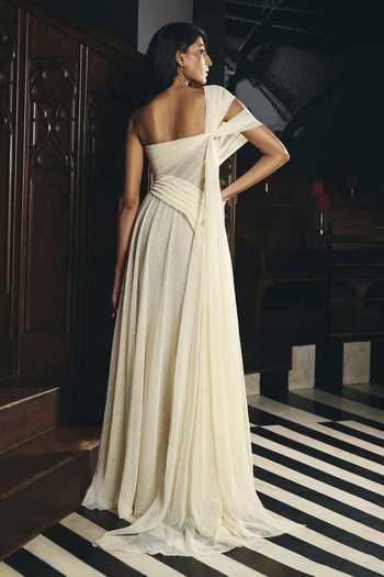 Supria Munjal One Shoulder Draped Gown 