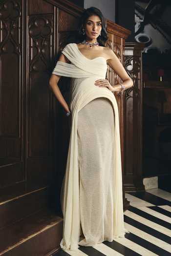 Supria Munjal One Shoulder Draped Gown 