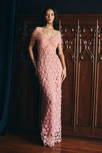 Supria Munjal Sleek Lattice Draped Gown 