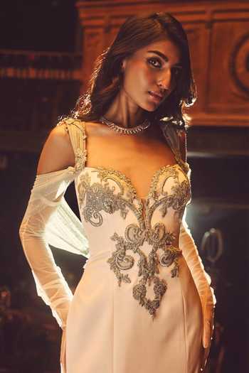Shop Supria Munjal Grey Crepe Embroidery Sweetheart Neck Draped Gown Online at Aza Fashions Shop_Supria Munjal_Grey Crepe Embroidery Sweetheart Neck Draped Gown _Online_at_Aza_Fashions