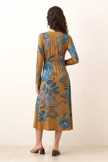 RANNA GILL Yavira Gathered Midi Dress