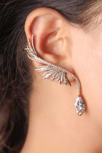 MRJEWELS Stone Embllished Pair of Wing Ear Cuffs 