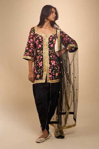 Buy Samyukta Singhania Black Net Embroidered Kurta And Dhoti Pant Set Buy_Samyukta Singhania_Black Net Embroidered Kurta And Dhoti Pant Set