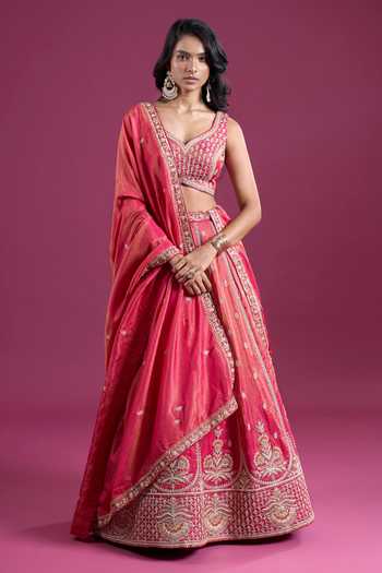 Samyukta Singhania Sequins Embroidered Tissue Lehenga Set With Dupatta 