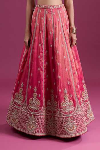 Buy Samyukta Singhania Pink Tissue Sweetheart Neck Sequins Embroidered Lehenga Set With Dupatta Online at Aza Fashions Buy_Samyukta Singhania_Pink Tissue Sweetheart Neck Sequins Embroidered Lehenga Set With Dupatta _Online_at_Aza_Fashions