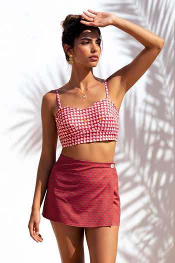 Nautanky Rose Printed Top & Skorts Set 