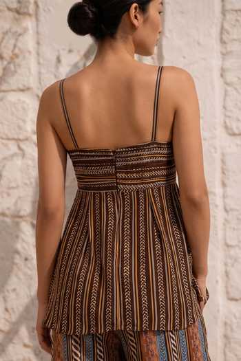 Nautanky Mocha Mirage Printed Top & Pant Set 