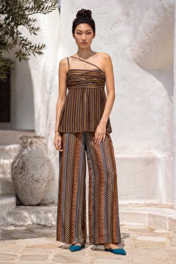 Nautanky Mocha Mirage Printed Top & Pant Set 