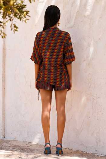 Nautanky Homebar Grey Printed Shirt & Shorts Set 