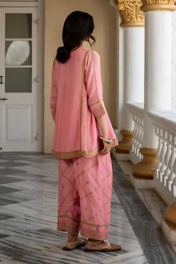 Nimbu Mirchi Gulaab Chanderi Embroidered Kurta Set 