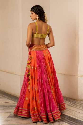 Nimbu Mirchi Adaa Chanderi Lehenga Set 